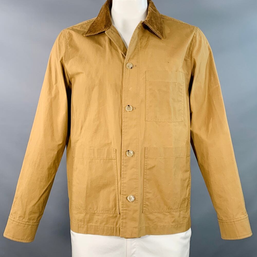 A.P.C. Size L Tan Brown Cotton Corduroy Collar Button Up Jacket